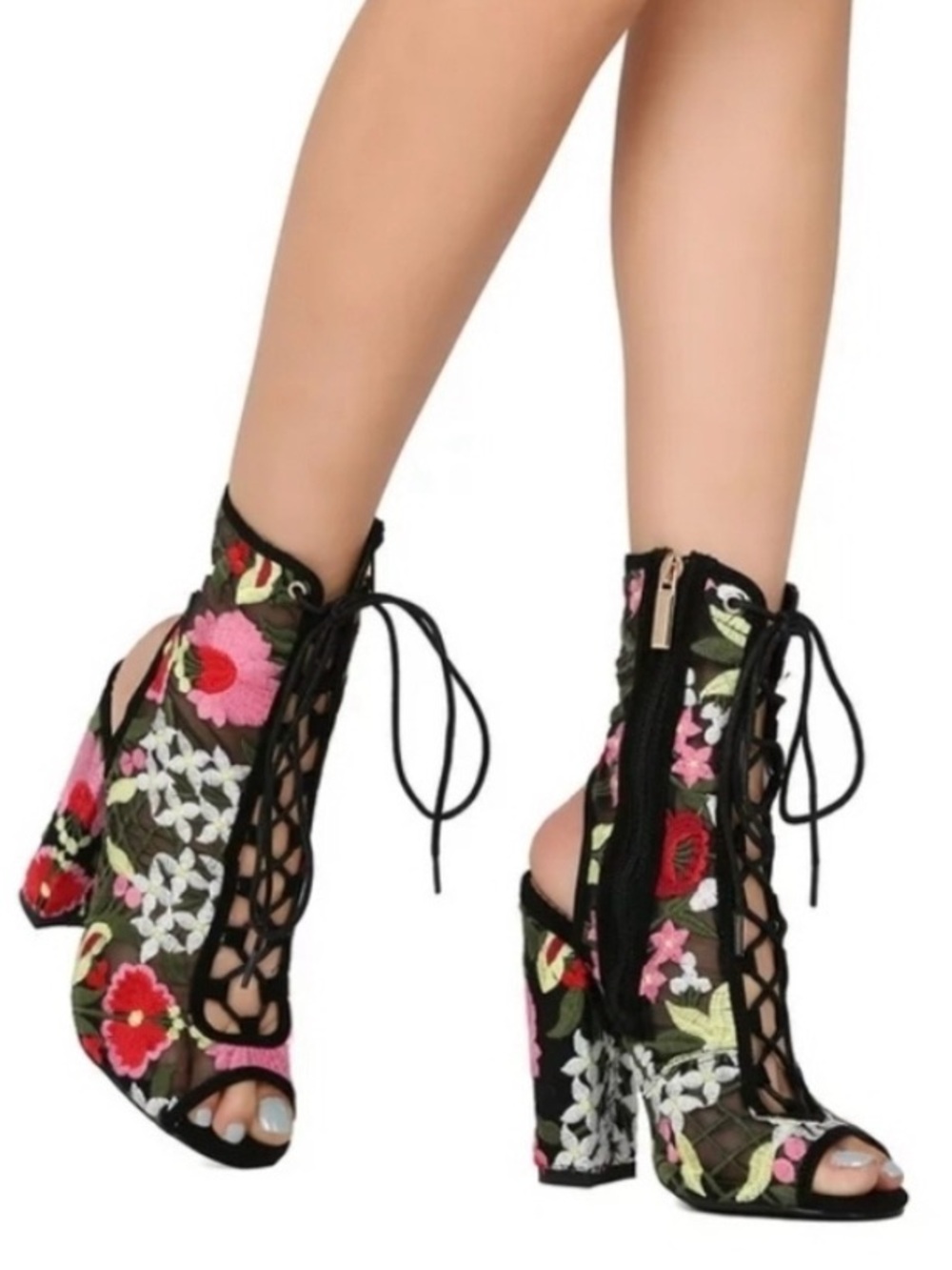 Liliana embroidered floral booties